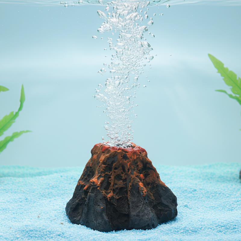 Aquarium Fish Cartoon - หินฟองอากาศรูปภูเขาไฟสำหรับตู้ปลา ของตกแต่งตู้ปลาเพื่อเพิ่มออกซิเจน อุปกรณ์ตกแต่งสำหรับจัดตู้ปลา