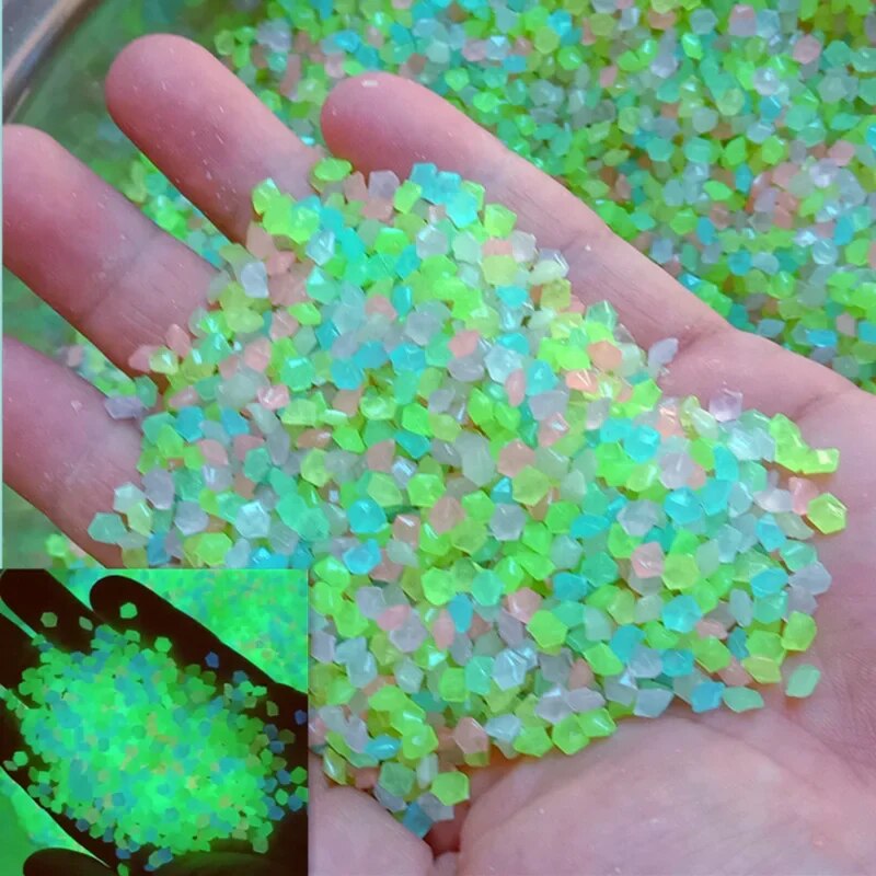 Aquarium Fish Glow In The Dark - 1000ชิ้น3-5มม. ทรายเรืองแสงในก้อนกรวดสีเข้มหินสวนบ้านทางเดินกลางแจ้งสนามหญ้าตู้ปลาตกแต่ง