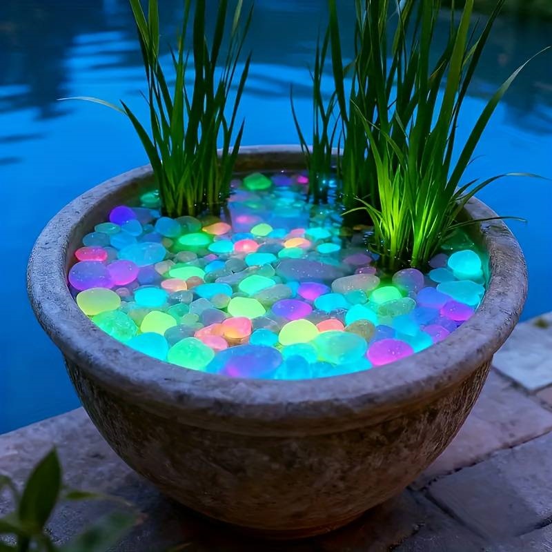 Aquarium Fish Glow In The Dark - หินเรืองแสงในที่มืด 200 ชิ้น สำหรับตกแต่งทางเดิน สวน ระเบียง