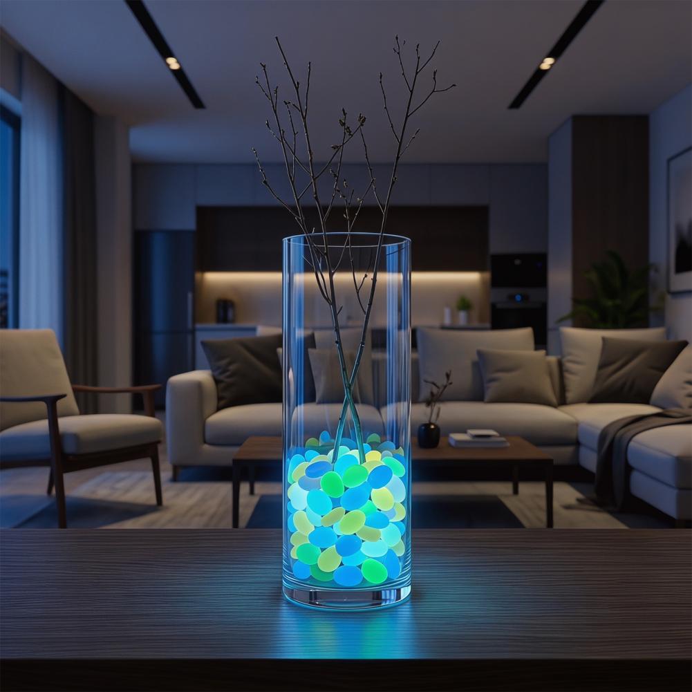 Aquarium Fish Glow In The Dark - หินเรืองแสงสำหรับตกแต่งสวน หินกรวดเรซิ่นเรืองแสงในที่มืด หินตกแต่งสวน หินสำหรับตู้ปลา หินตกแต่งภายนอกอาคาร