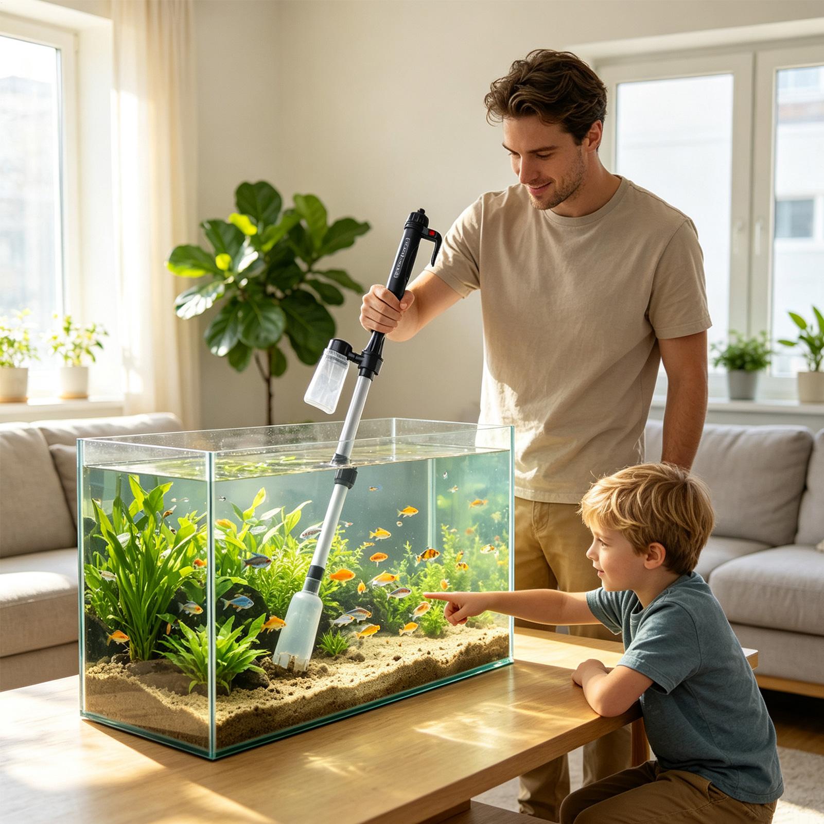 เครื่องทำความสะอาดกรวดในตู้ปลา - Aquarium Fish Electric บทวิจารณ์และราคา