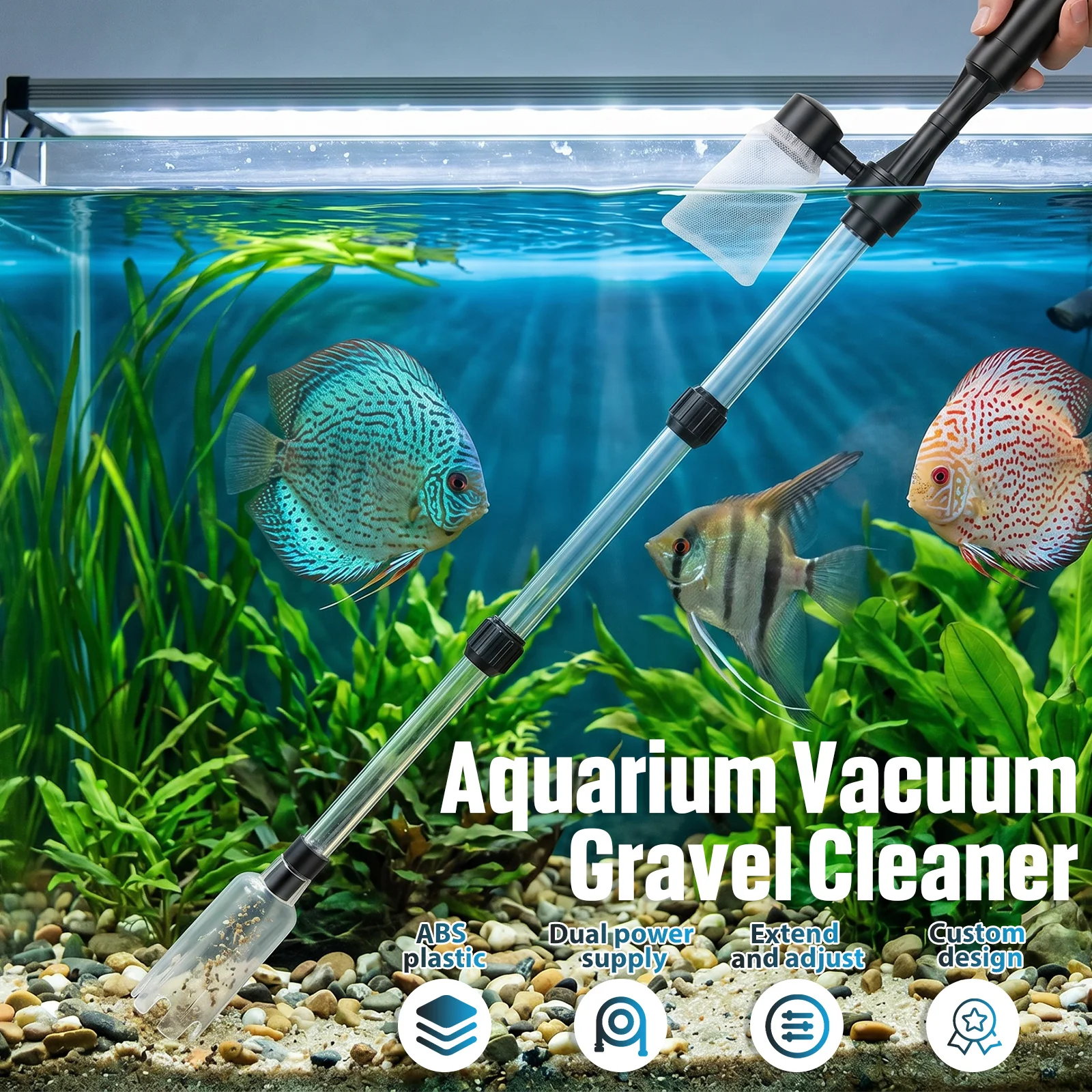 เครื่องดูดทำความสะอาดกรวดในตู้ - Aquarium Fish Electric บทวิจารณ์และราคา