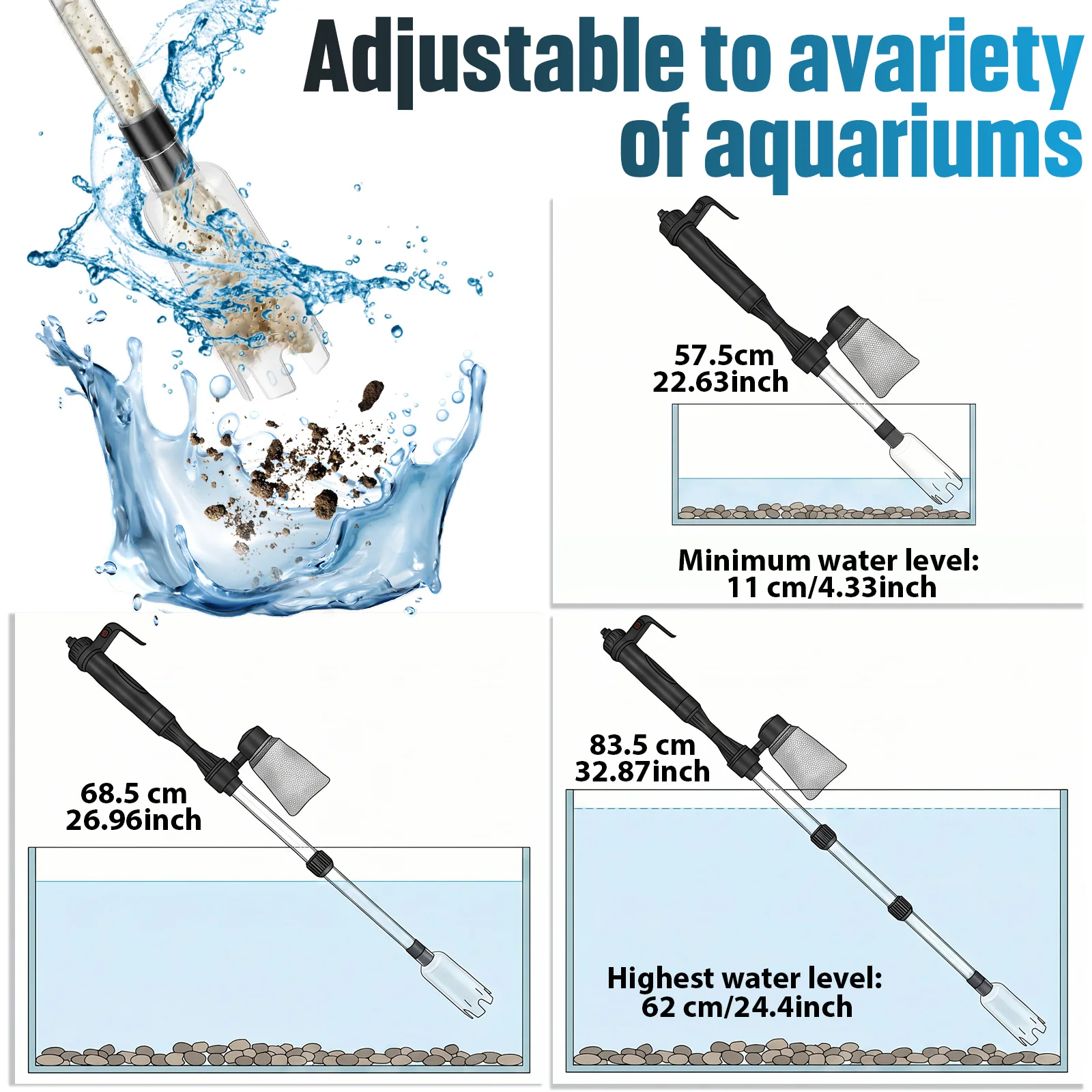 เครื่องดูดทำความสะอาดกรวดในตู้ - Aquarium Fish Electric บทวิจารณ์และราคา